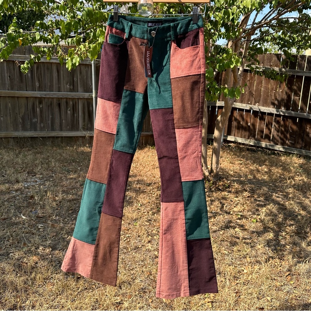 NWT Current Mood corduroy patchwork flare pants
